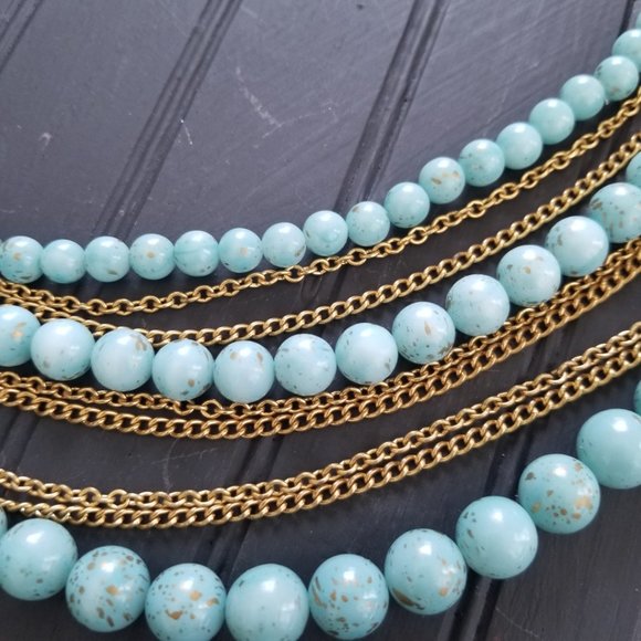 Vintage 3 Tier Turquoise (Howlite) Choker Necklace 11" - Picture 8 of 12